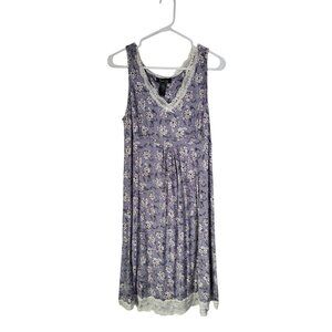 Rene Rofe Women's LG Sleeveless Nightgown Sleepwear Floral Lace